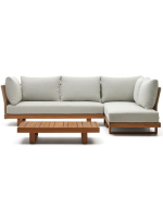 AUGUST corner sofa set 265x200 and coffee table in solid acacia wood and rope and cushions included for outdoor or indoor