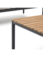 BERRY Lounge-Set Struktur aus Aluminium und Akazienholz und Kissen aus Stoff für den Außenbereich