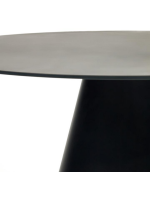 ASSAN table Ø 120 cm tempered glass top and black metal structure