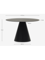 ASSAN table Ø 120 cm tempered glass top and black metal structure