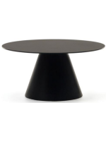 ASSAN table basse Ø 80 cm plateau en verre trempé et structure en métal noir