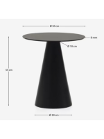 FLOR coffee table Ø 50 cm tempered glass top and black metal structure