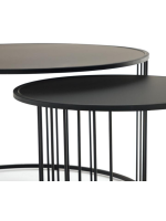 MARS lot de 2 tables basses plateau en verre trempé et structure en métal noir