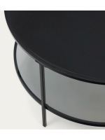 ANIKA table basse Ø 80 cm plateau en verre trempé et structure en métal noir