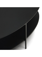 JANUS table basse 110x65 cm plateau en verre trempé et structure en métal noir