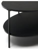 JANUS table basse 110x65 cm plateau en verre trempé et structure en métal noir