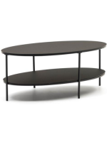JANUS tavolino 110x65 cm piani in vetro temperato e struttura in metallo nero