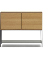 ASTRA credenza h 80 cm madia 2 ante impiallacciate rovere e gambe in acciaio nero