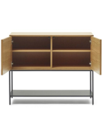 ASTRA sideboard h 80 cm 2 oak veneered doors and black steel legs