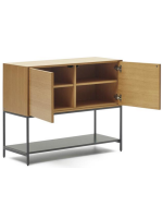 ASTRA sideboard h 80 cm 2 oak veneered doors and black steel legs