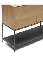 ASTRA credenza h 80 cm madia 2 ante impiallacciate rovere e gambe in acciaio nero