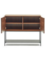 TODAY credenza h 80 cm madia 2 ante impiallacciate noce e gambe in acciaio nero