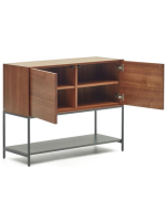 TODAY credenza h 80 cm madia 2 ante impiallacciate noce e gambe in acciaio nero