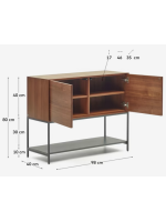 TODAY credenza h 80 cm madia 2 ante impiallacciate noce e gambe in acciaio nero