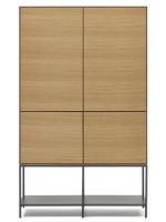 ASTRA Sideboard H 160 cm 4 Türen mit Eichenfurnier und schwarze Stahlbeine