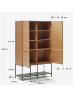 ASTRA aparador h 160 cm 4 puertas chapadas roble y patas acero negro