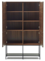 TODAY credenza h 160 cm madia 4 ante impiallacciate noce e gambe in acciaio nero