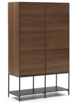 TODAY credenza h 160 cm madia 4 ante impiallacciate noce e gambe in acciaio nero