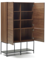 TODAY credenza h 160 cm madia 4 ante impiallacciate noce e gambe in acciaio nero