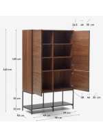 TODAY sideboard h 160 cm 4 walnut veneered doors and black steel legs