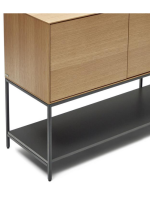 ASTRA sideboard or TV stand 195x80h cm 3 oak veneered doors and black steel legs