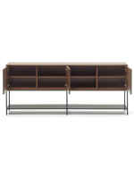 TODAY sideboard or TV stand 195x80h cm 3 walnut veneered doors and black steel legs