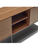 TODAY sideboard or TV stand 195x80h cm 3 walnut veneered doors and black steel legs