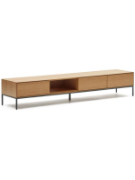 ASTRA TV stand 195x35h cm oak veneered and black steel legs