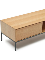 ASTRA TV stand 195x35h cm oak veneered and black steel legs