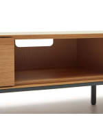 ASTRA TV stand 195x35h cm oak veneered and black steel legs