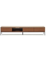 TODAY TV stand 195x35h cm walnut veneered and black steel legs