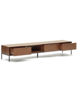 TODAY TV stand 195x35h cm walnut veneered and black steel legs