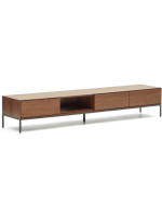 TODAY TV stand 195x35h cm walnut veneered and black steel legs