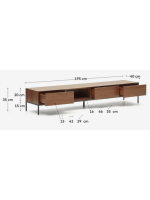 TODAY TV stand 195x35h cm walnut veneered and black steel legs