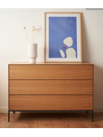 ASTRA chest of drawers 110x75h cm oak veneered and black steel legs