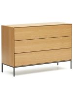 ASTRA chest of drawers 110x75h cm oak veneered and black steel legs