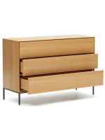 ASTRA chest of drawers 110x75h cm oak veneered and black steel legs