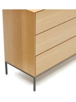 ASTRA comò cassettiera 110x75h cm impiallacciate rovere e gambe in acciaio nero