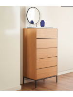 ASTRA chest of drawers 60x114h cm oak veneered and black steel legs