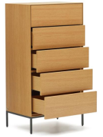 ASTRA chest of drawers 60x114h cm oak veneered and black steel legs