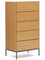 ASTRA chest of drawers 60x114h cm oak veneered and black steel legs