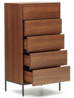 TODAY chest of drawers 60x114h cm walnut veneered and black steel legs