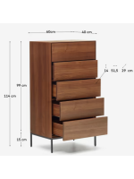 TODAY chest of drawers 60x114h cm walnut veneered and black steel legs