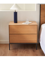 ASTRA bedside table 60x55h cm oak veneered and black steel legs