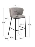 CREO assise h 65 cm en tissu et structure en métal noir tabouret design