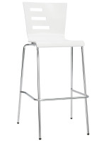 SCUDO tabouret haut siège 75 avec structure en métal chromé et coque en bois couleur au choix