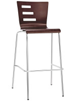 SCUDO tabouret haut siège 75 avec structure en métal chromé et coque en bois couleur au choix