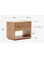 AIRONE 40x60 bedside table oak veneer