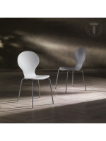 MALCOM in gray lacquered wood and metal legs home and bar design chair