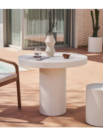 AGUA Ø 90 o Ø 120 cm table en béton blanc résistant pour jardins et terrasses